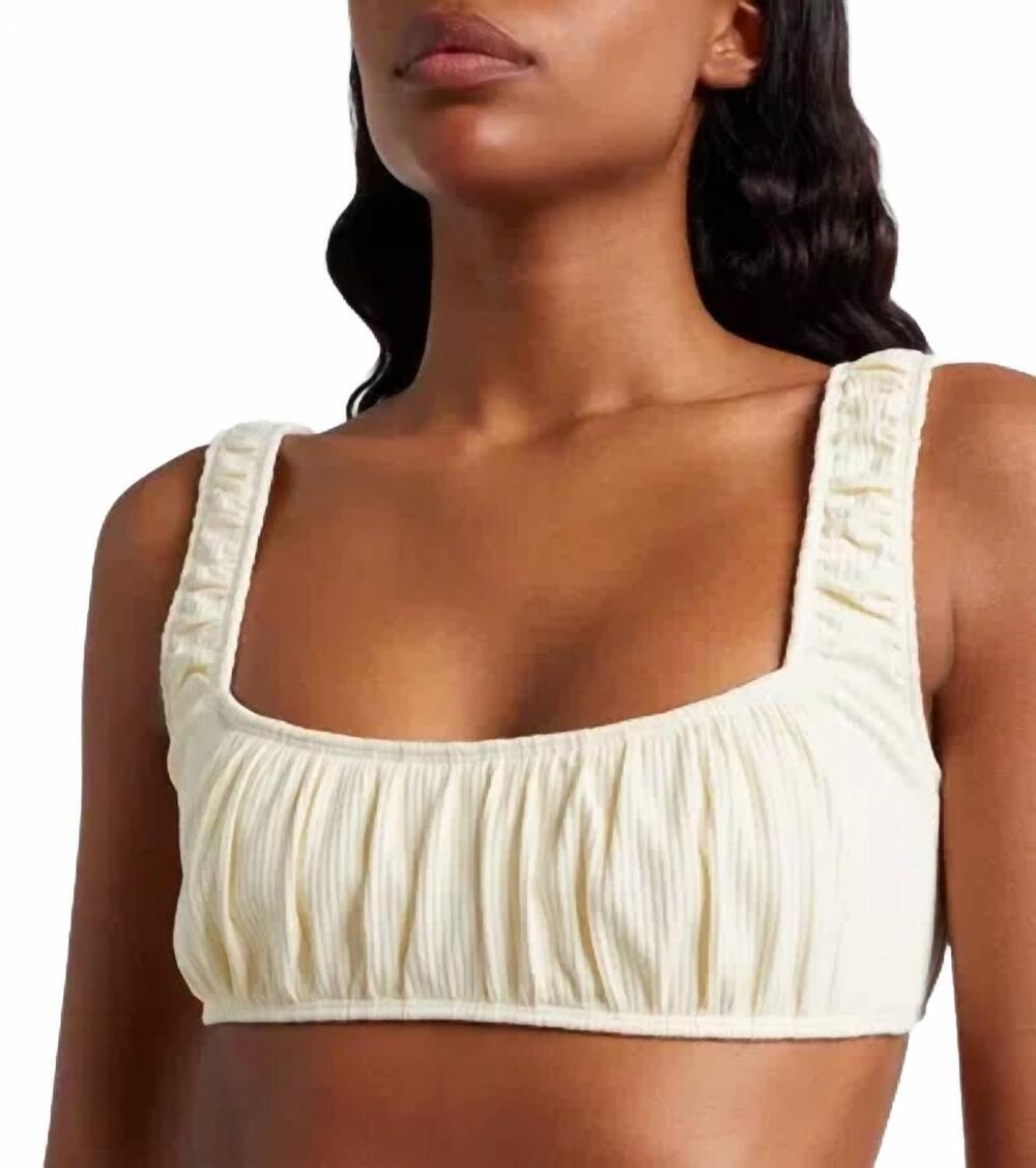 NEW MONTCE rib zoey bikini top in cream